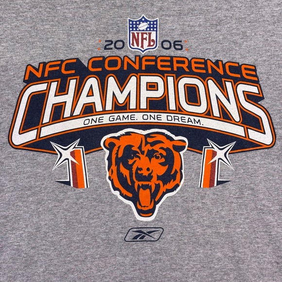 Reebok Mens T-Shirt Large Gray 2006 NFC Conference Champions Chicago Bears NFL - Picture 6 of 8
